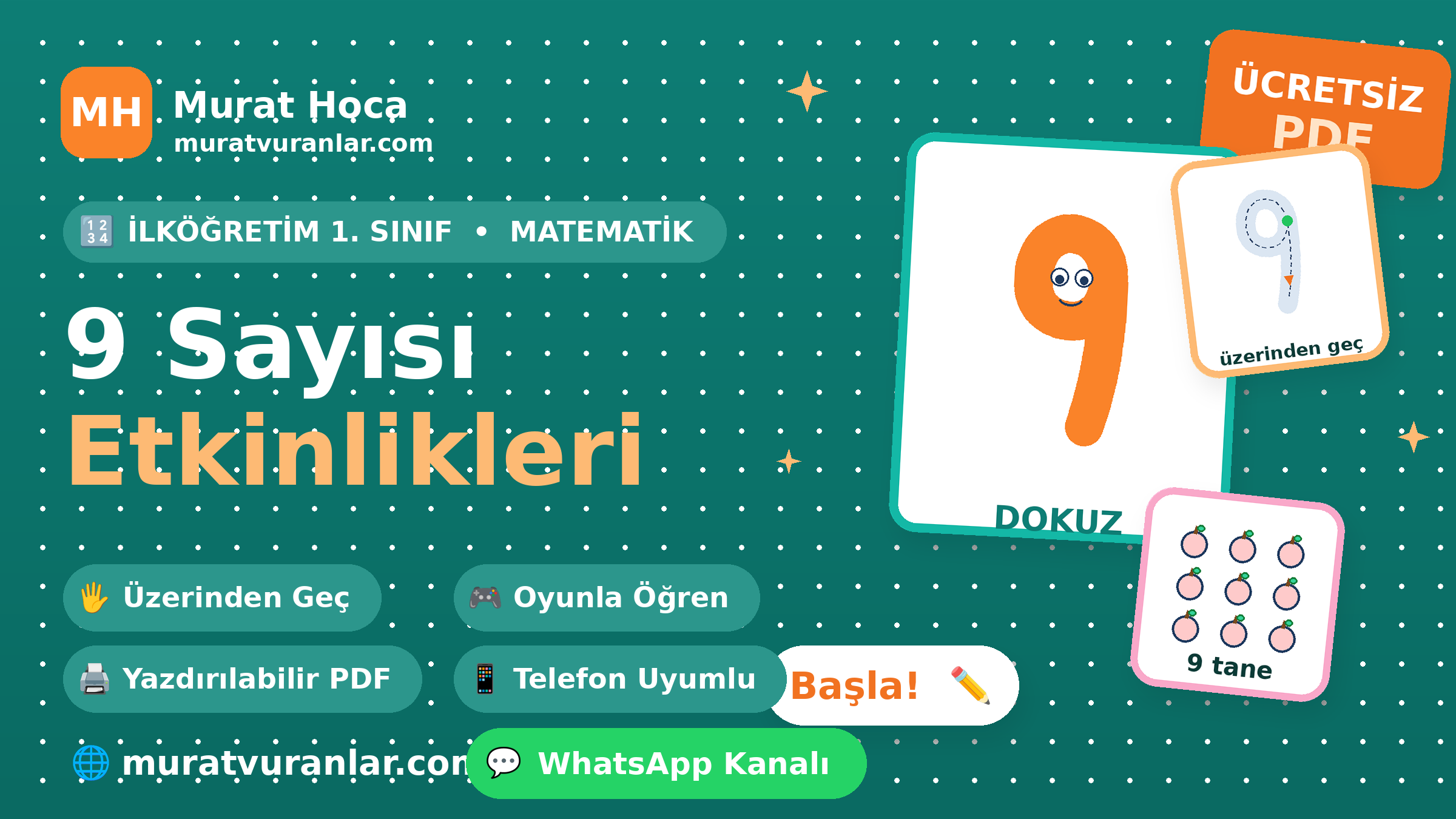 9 Sayısı Etkinlikleri – Yazma, Boyama, Üzerinden Geçme | Murat Hoca