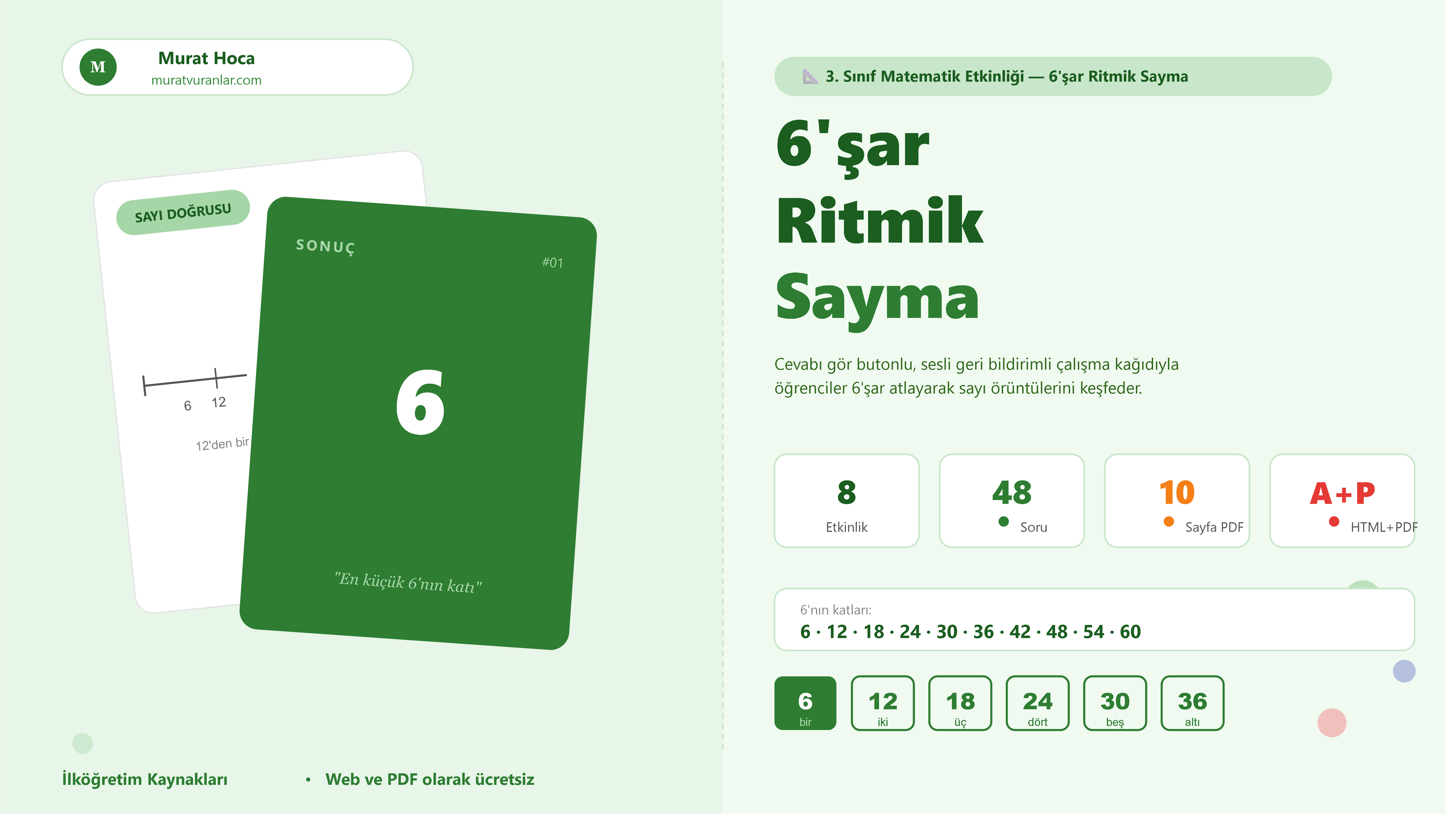 3. Sınıf Mtematik  6'şar Ritmik Sayma /İnteraktif Uygulama