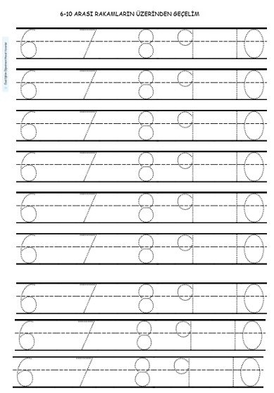RAKAMLARIN ÜZERİNDEN GEÇME(NOKTA TAKİBİ)/6-10