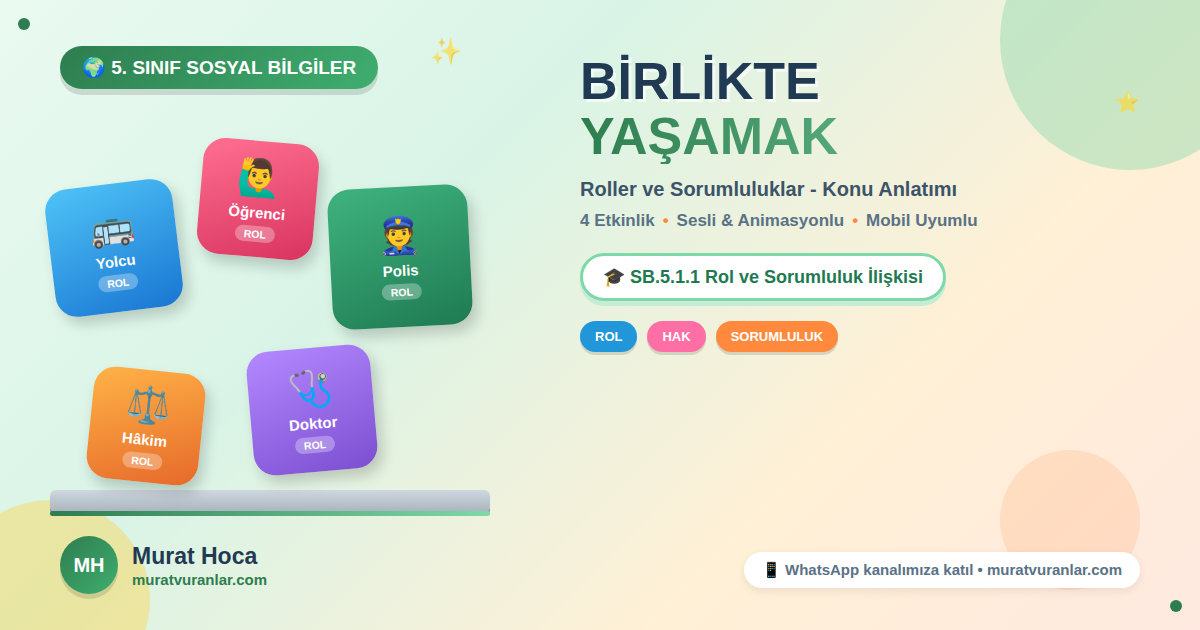 5. Sınıf Sosyal Bilgiler - Birlikte Yaşamak (Roller ve Sorumluluklar)