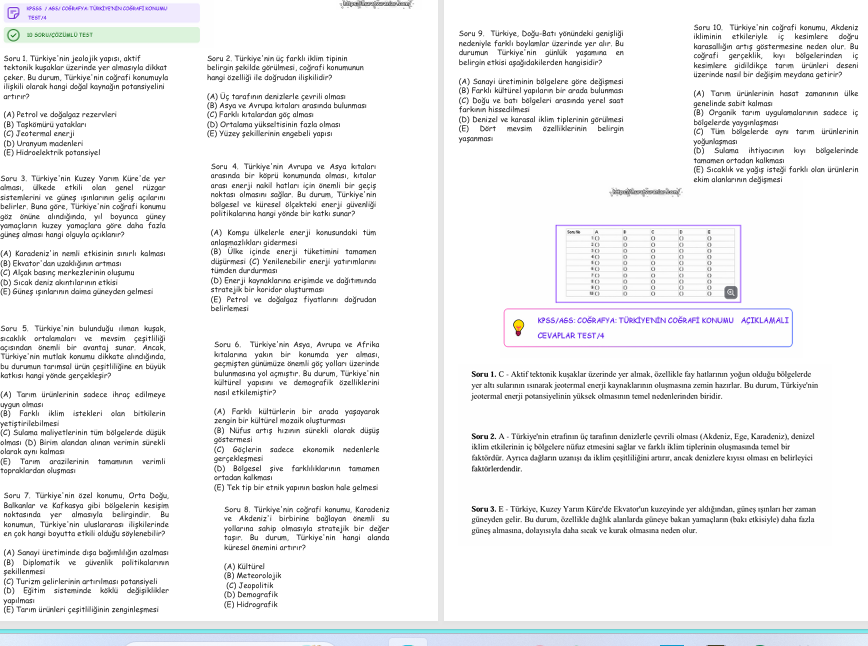 KPSS/AGS/COĞRAFYA/TEST 4/