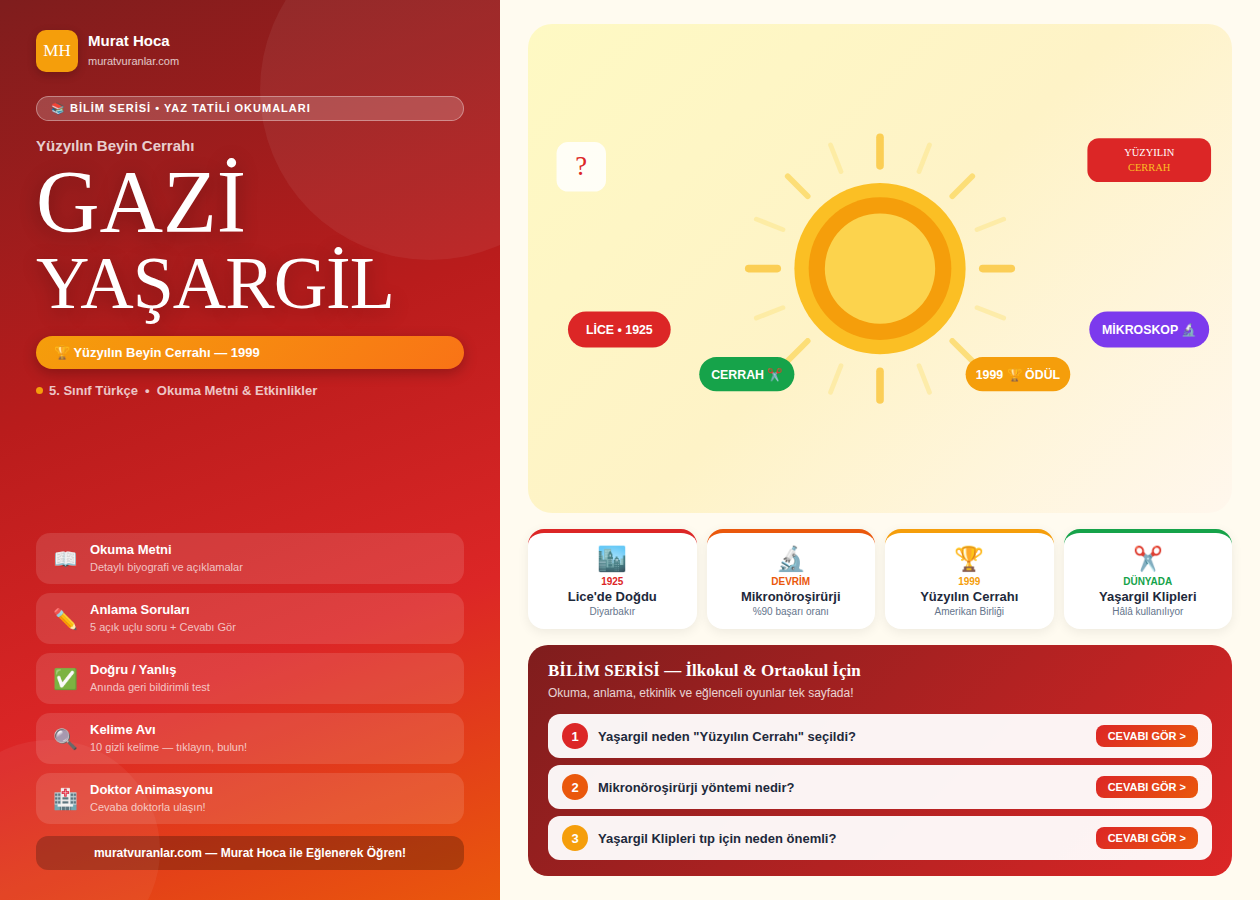 Gazi Yaşargil — Yüzyılın Beyin Cerrahı | 5. Sınıf Türkçe Okuma Metni | Yaz Tatili Okumaları