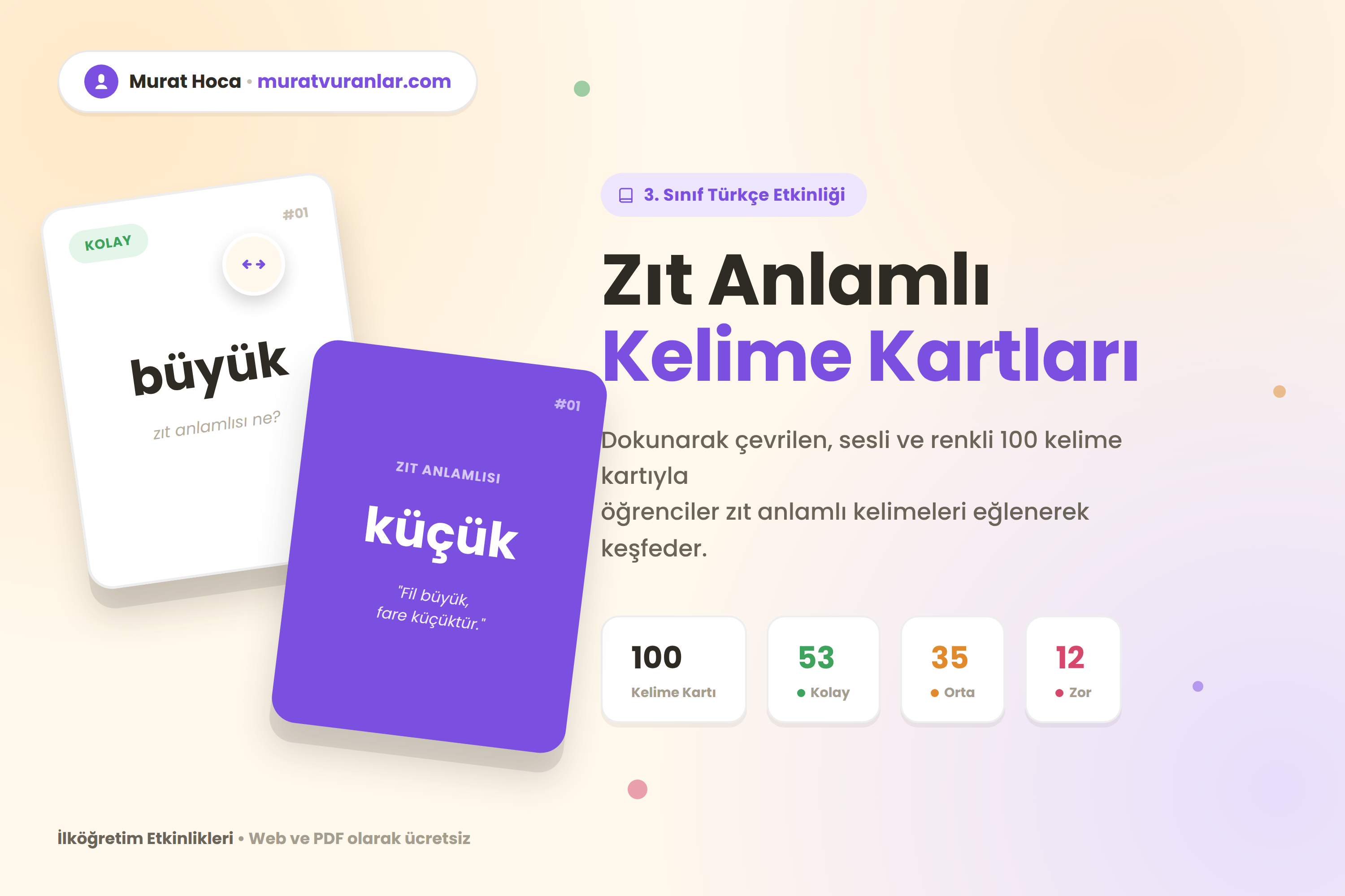 Zıt Anlamlı Kelimeler- Eşleme Kartları- İnteraktif Oyun