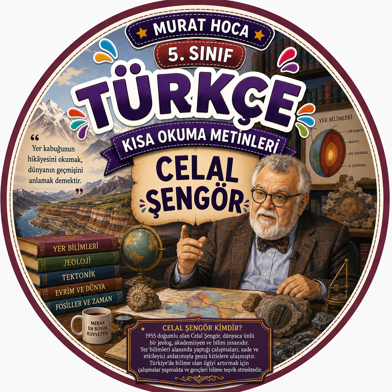 5.Sınıf Türkçe Okuma ve Anlama Metni:Yer Bilimlerinin Duayeni: Celal Şengör Okuma ve Etkinlik Seti