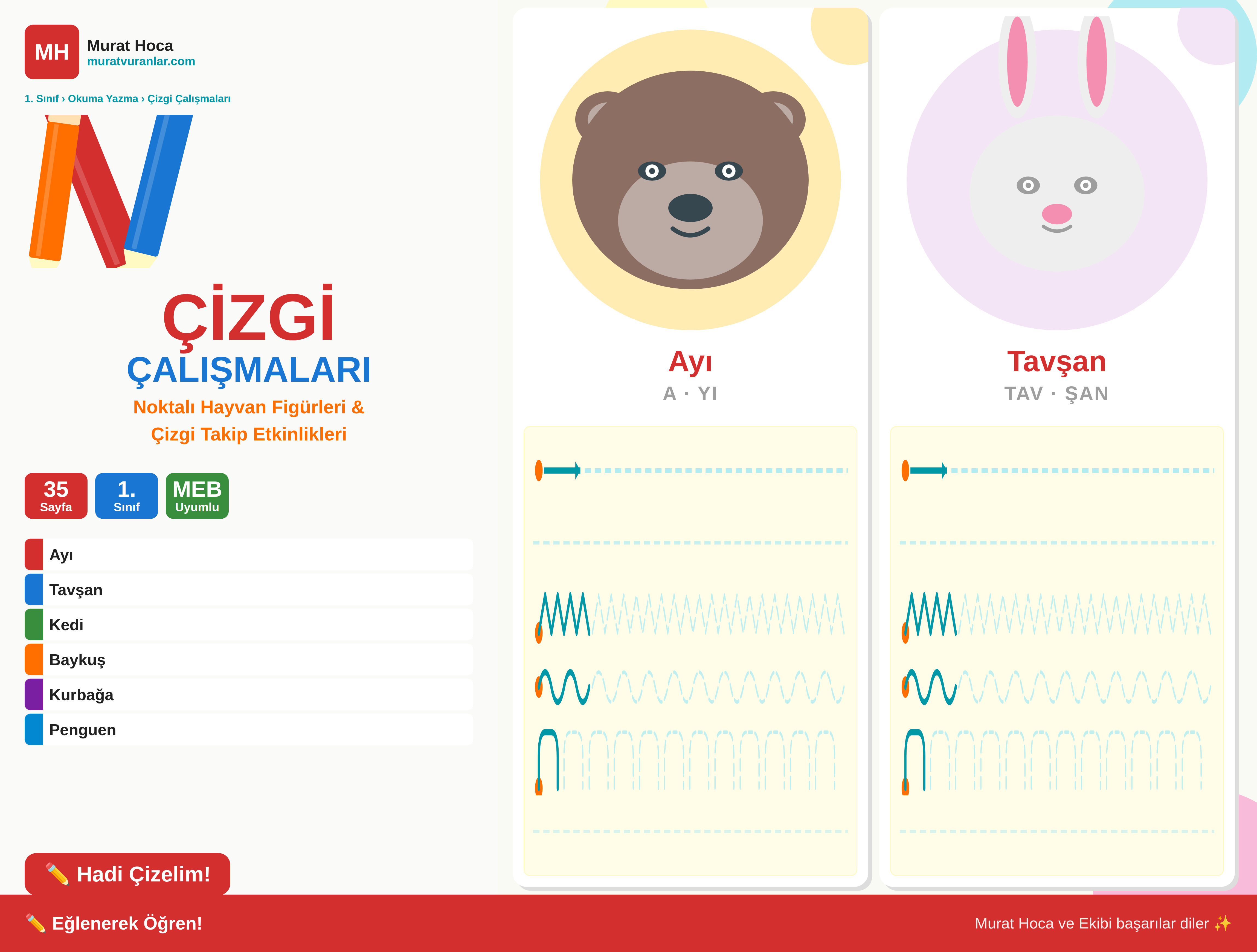 Çizgi Çalışmaları – Noktalı Hayvan Figürleri | 1. Sınıf | 35 Sayfa /Yeni