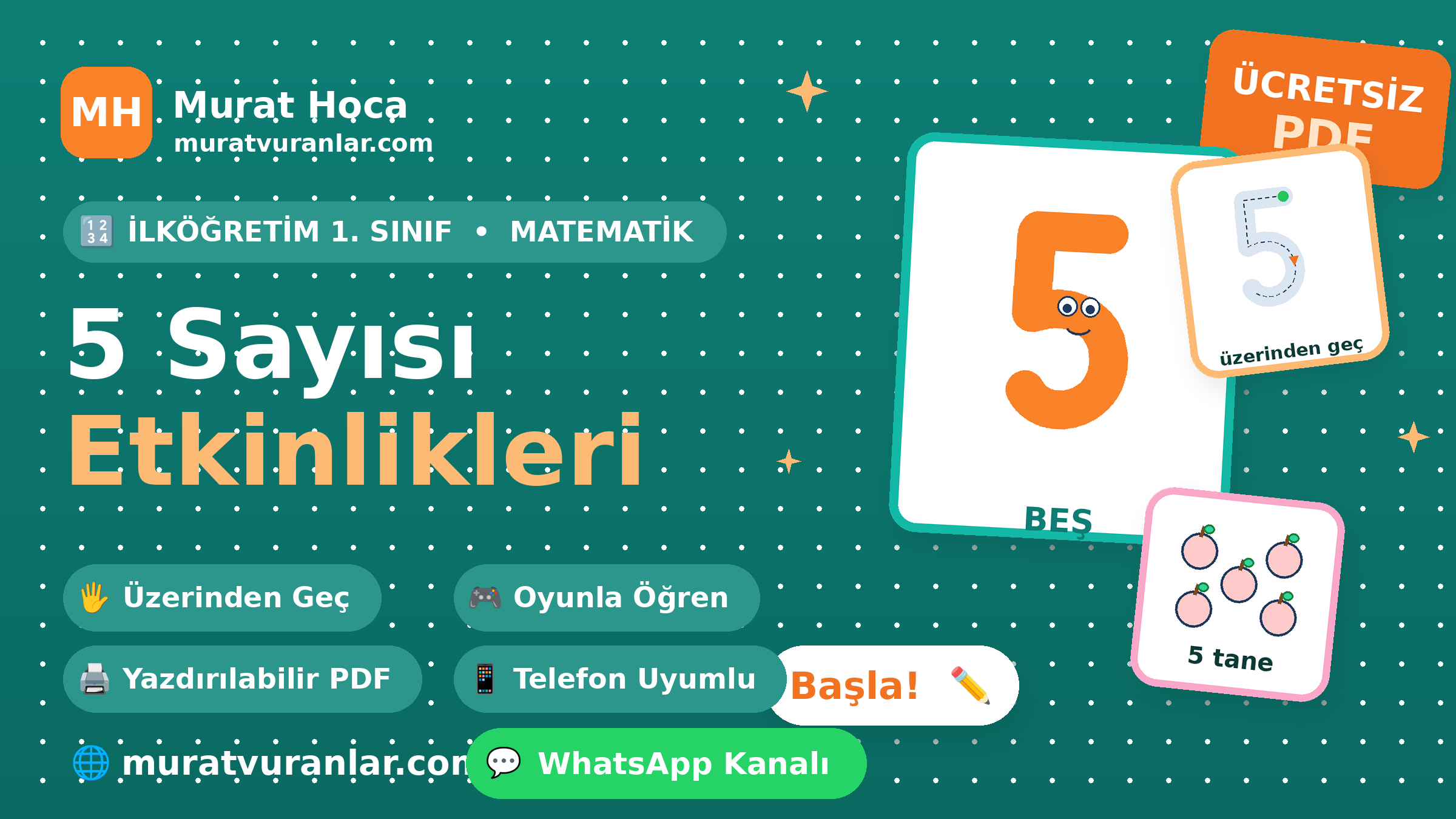 Başlık: 5 Sayısı Etkinlikleri – Yazma, Boyama, Üzerinden Geçme | Murat Hoca