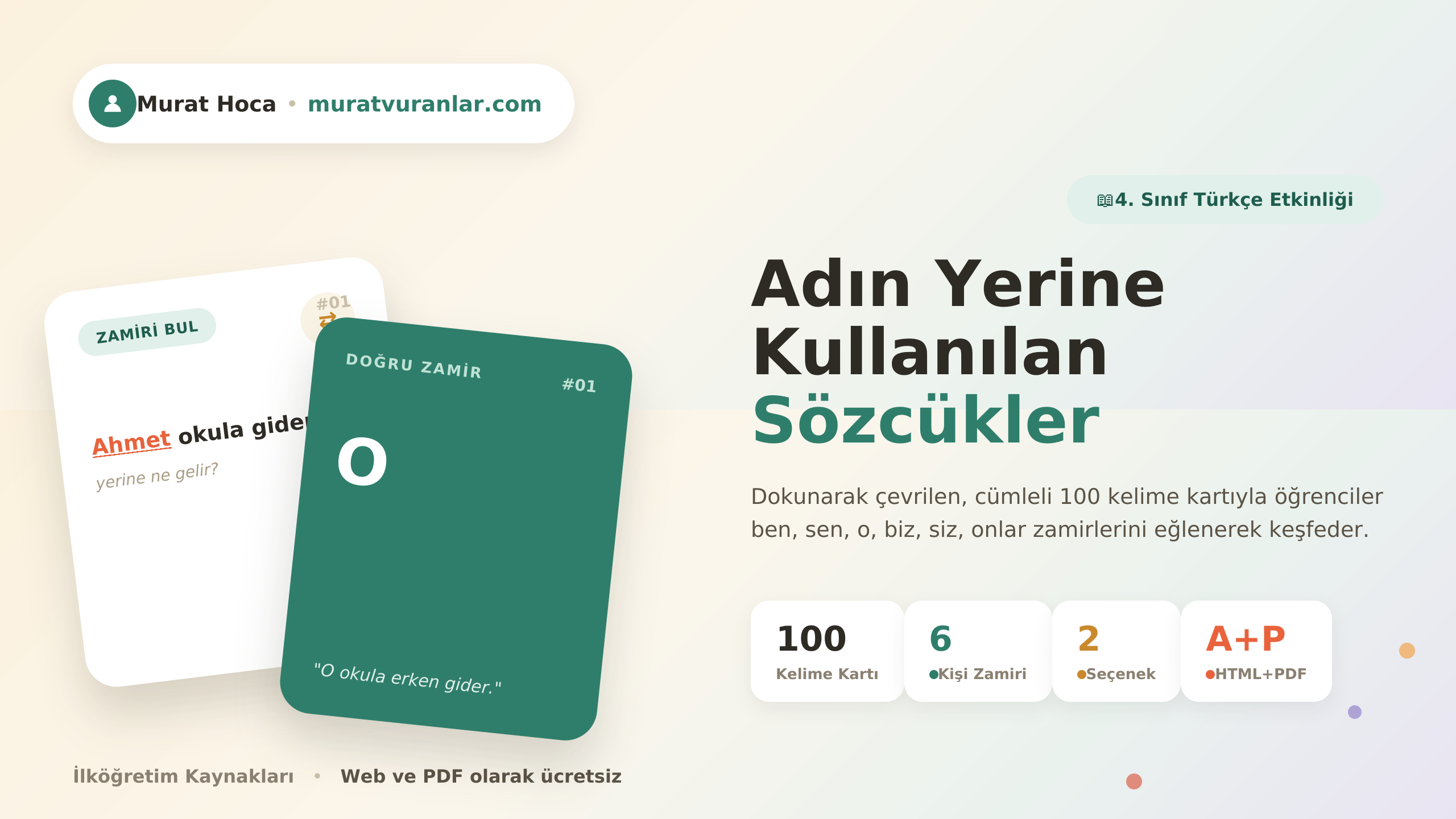 Adın Yerine Kullanılan Sözcükler/ ✨ Murat Hoca • muratvuranlar.com • İlköğretim Kaynakları ✨