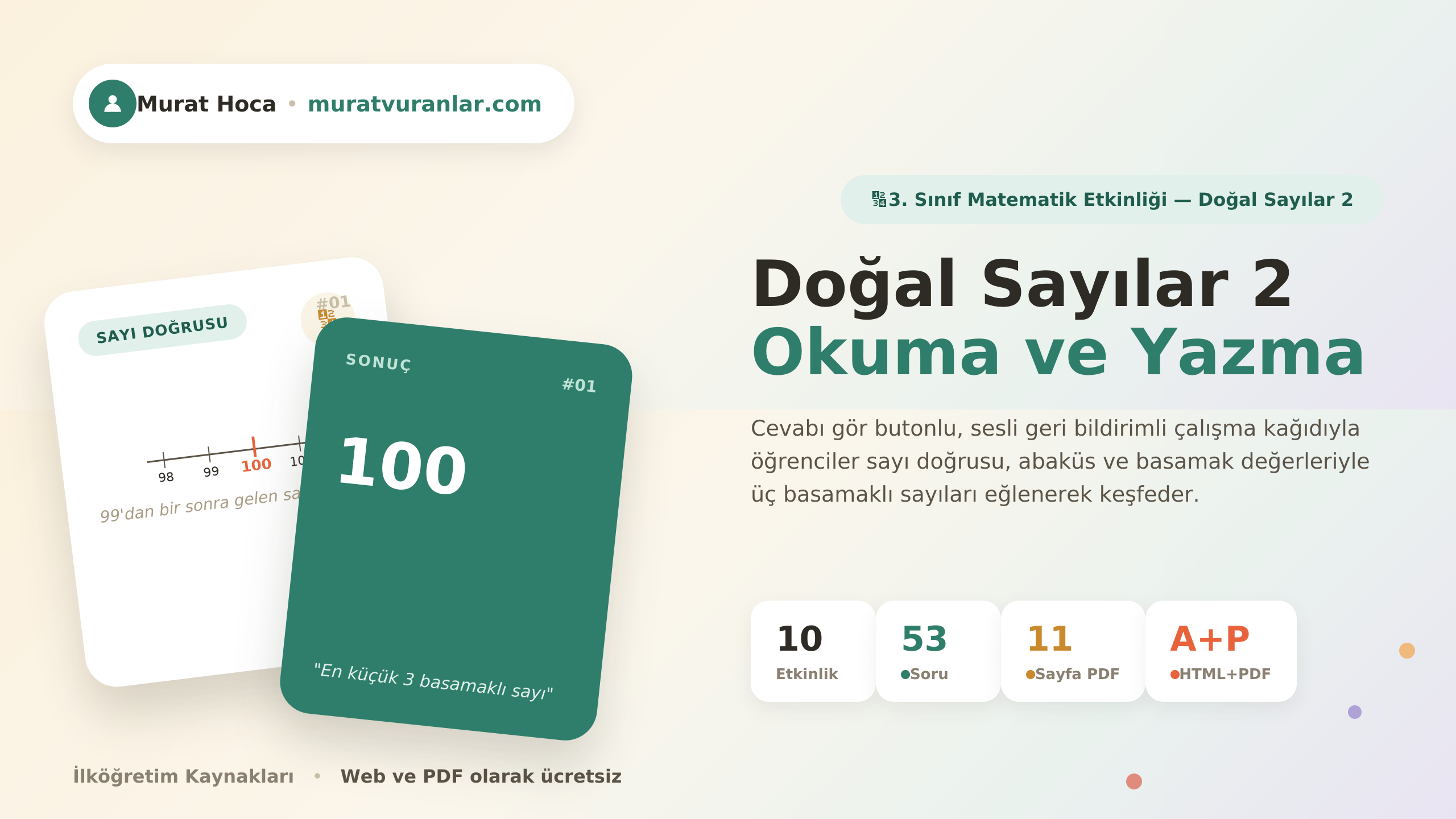 Doğal Sayılar  2 ✨ Murat Hoca • İlköğretim Kaynakları • muratvuranlar.com ✨