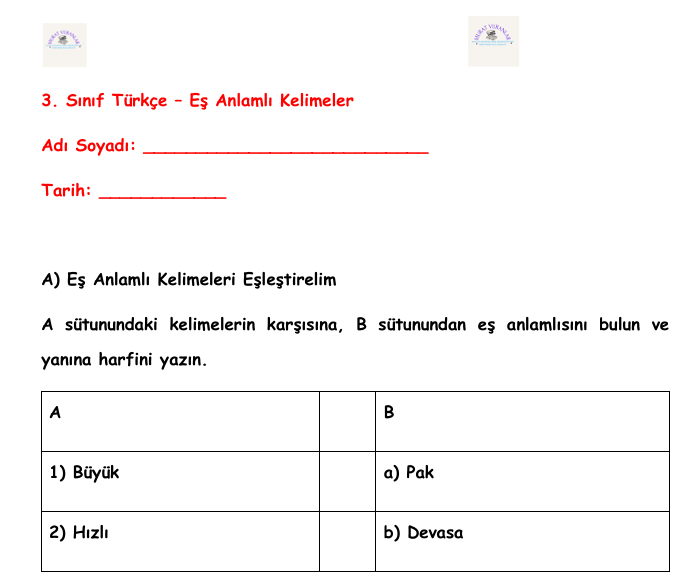 EŞ ANLAMLI KELİMELER 1