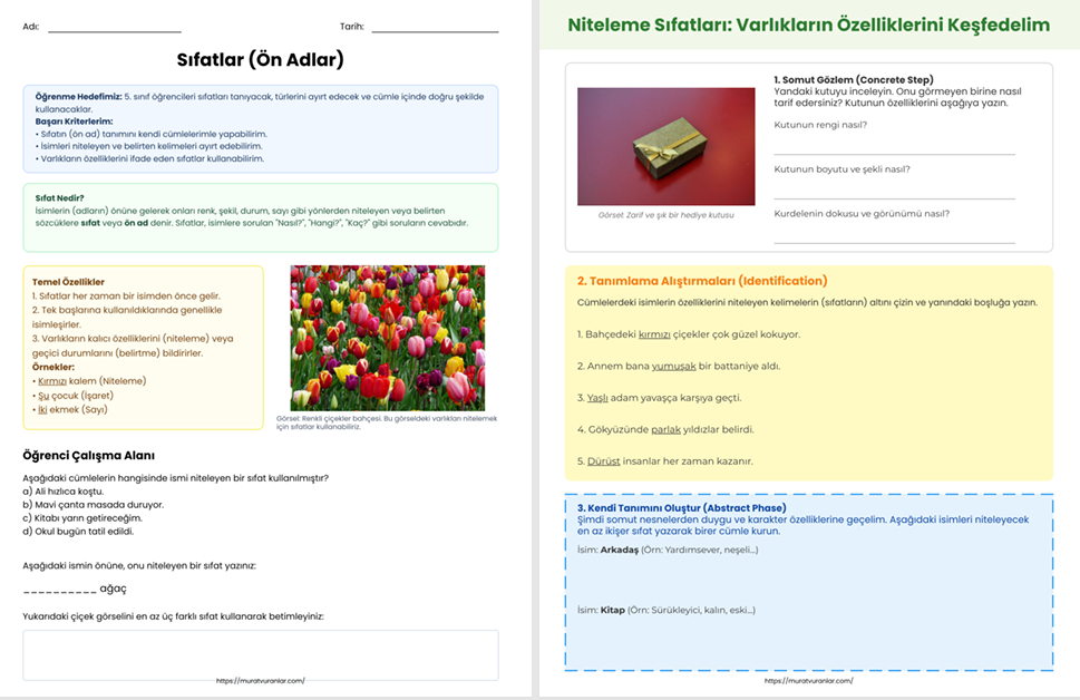 5. SINIF TÜRKÇE SIFATLAR