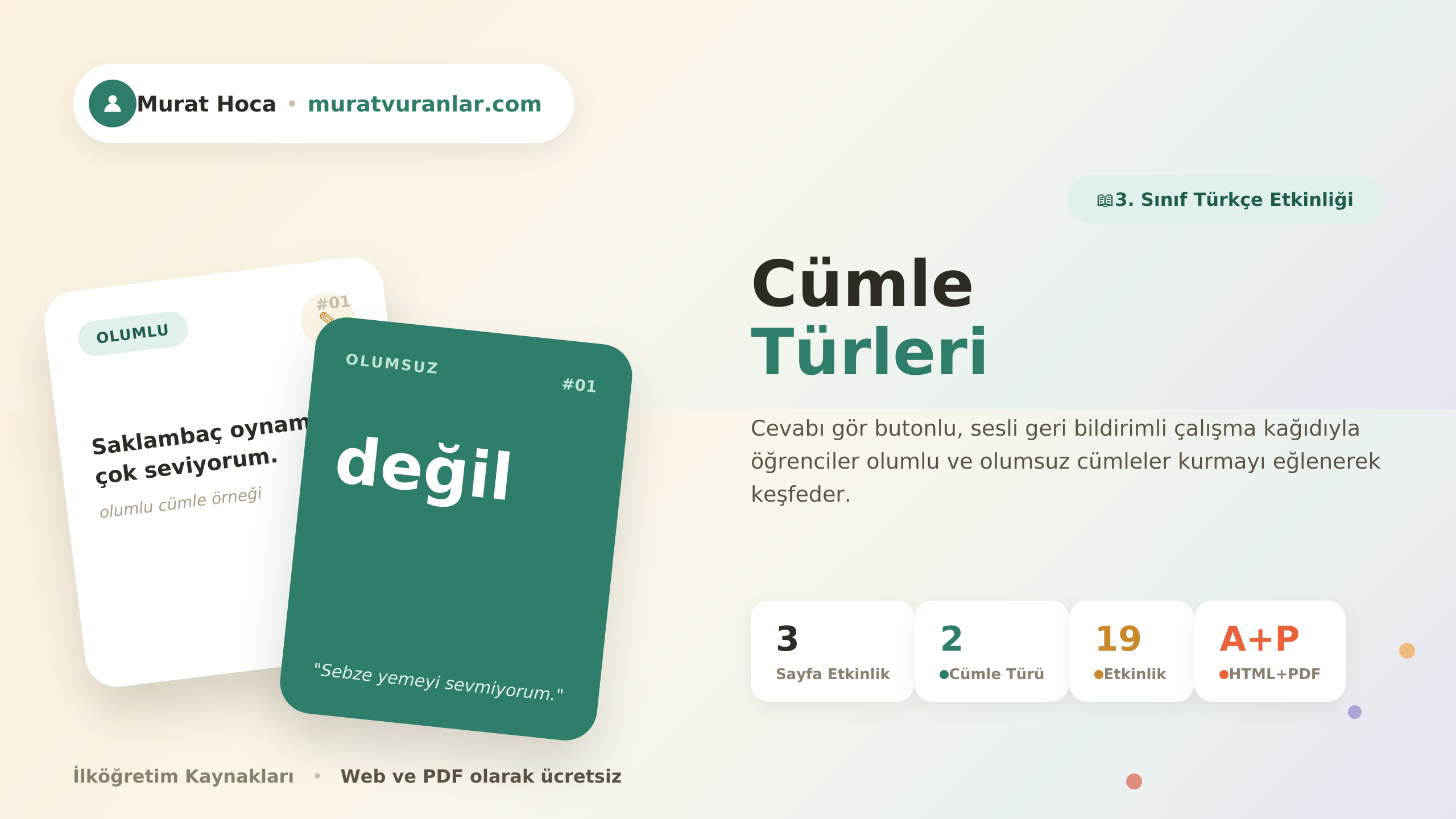 3. Sınıf Türkçe Olumlu Olumsuz Cümle Etkinlikleri