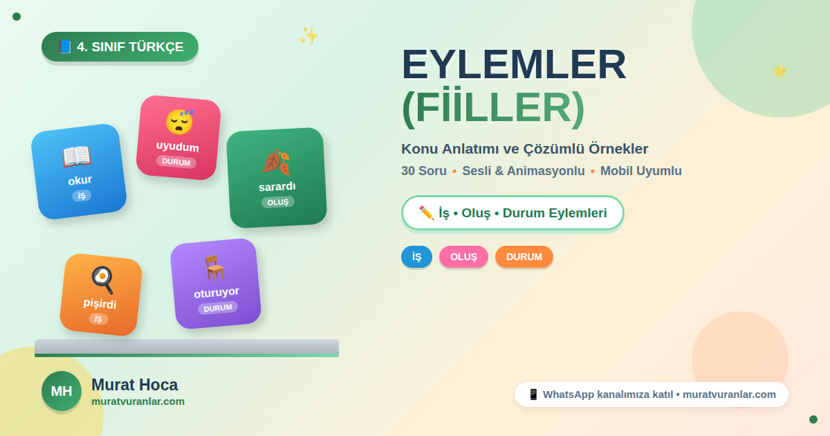 4. Sınıf Türkçe - Eylemler (Fiiller) Konu Anlatım/ İnteraktif Konu Anlatımı