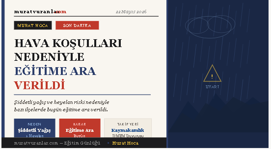 Bazı Bölgelerde Hava Koşulları Nedeniyle Eğitime Ara Verildi