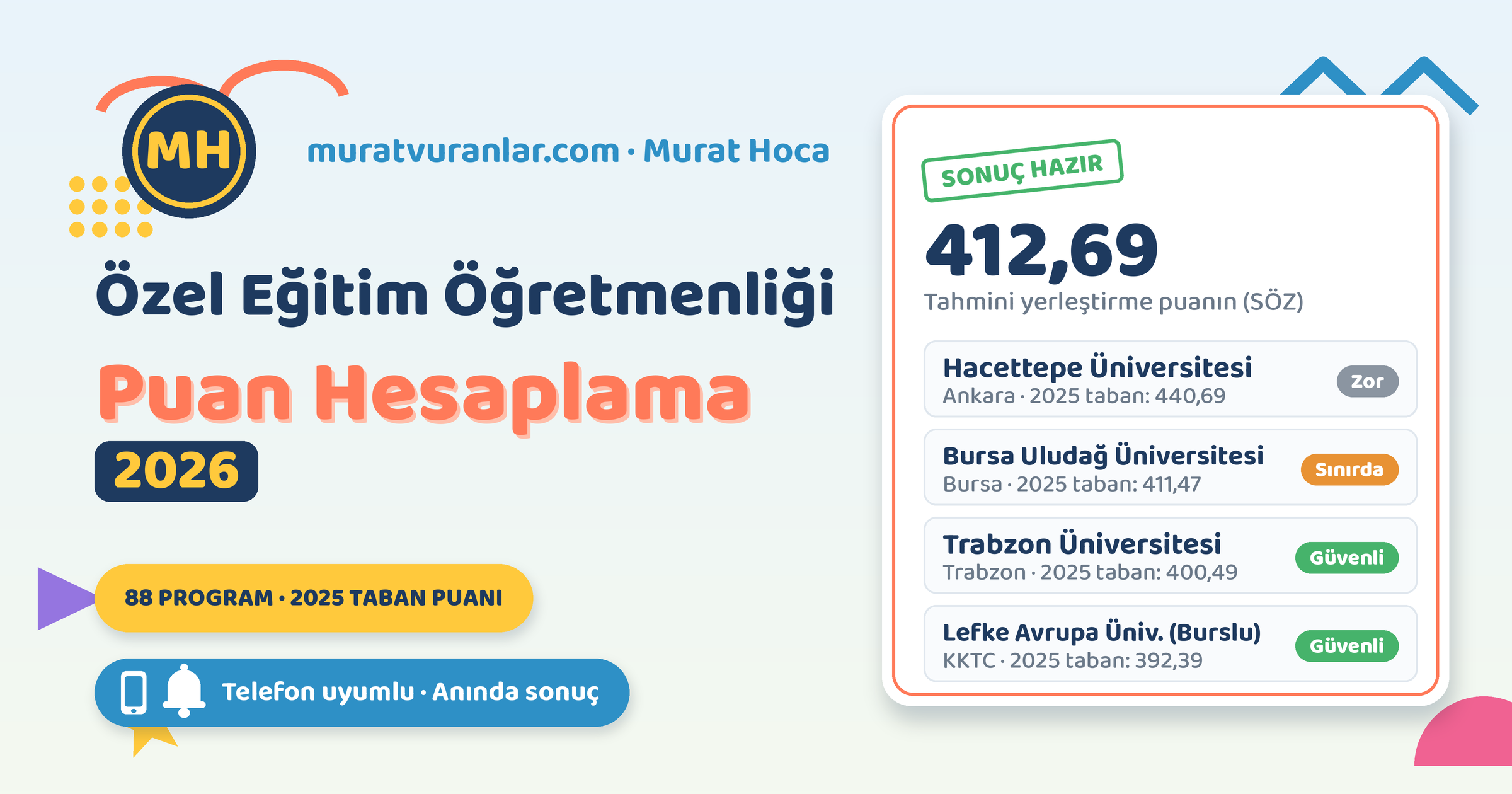 Özel Eğitim Öğretmenliği Puan Hesaplama 2026 | Murat Hoca