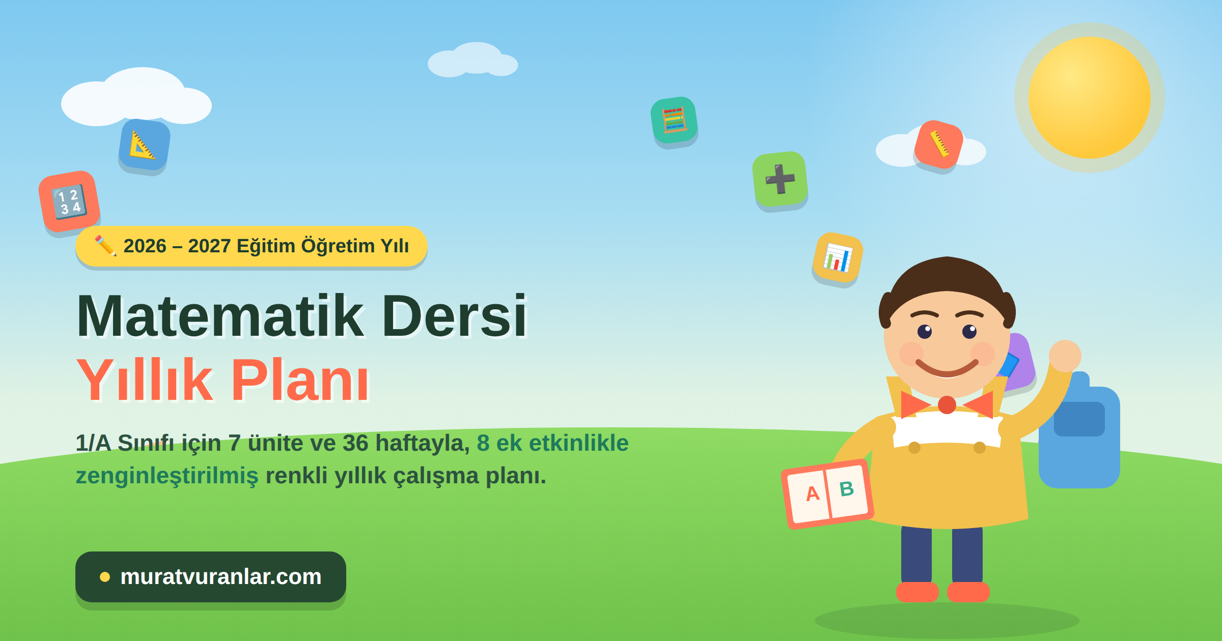 1. Sınıf Matematik Dersi Yıllık Planı 2026-2027 | Ek Etkinlikli