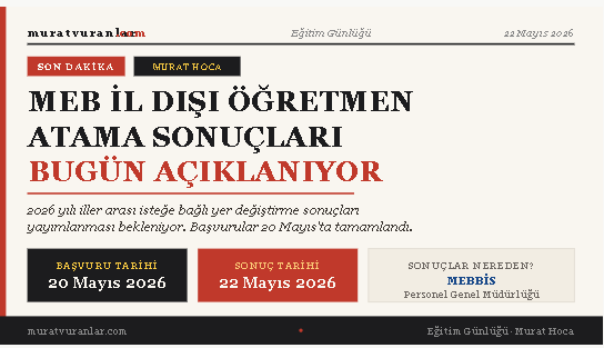 MEB İl Dışı Öğretmen Atama Sonuçları Bugün Açıklanıyor
