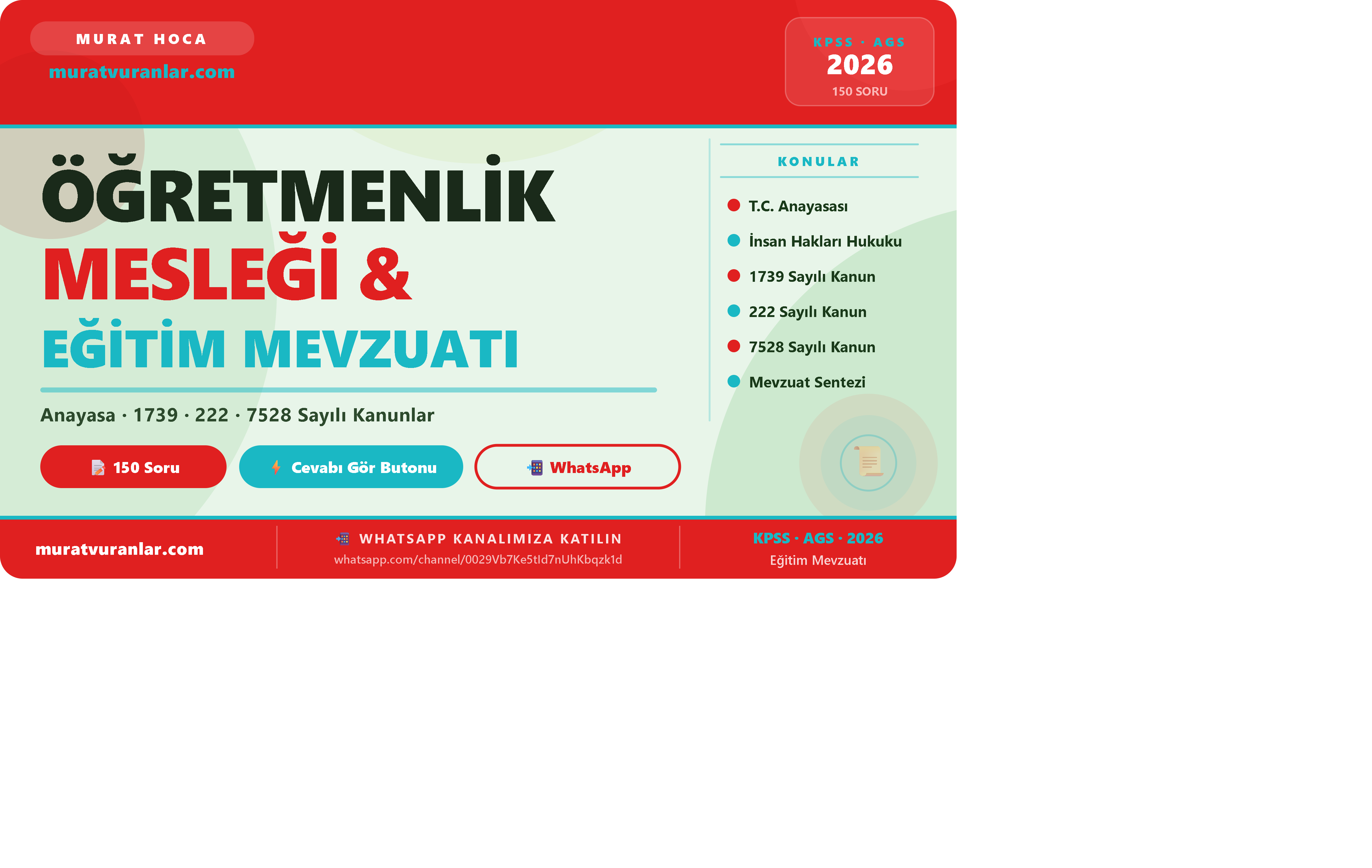 AGS 📜 Öğretmenlik Mesleği ve Eğitim Mevzuatı