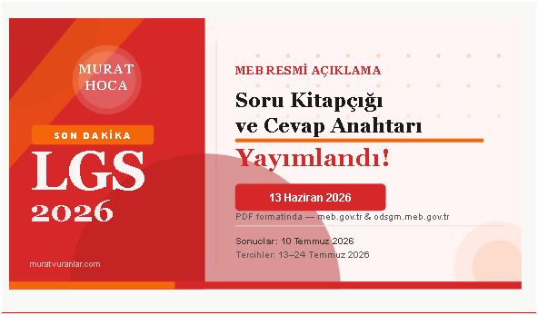 MEB, LGS 2026 Soru Kitapçığı ve Cevap Anahtarını Yayımladı!