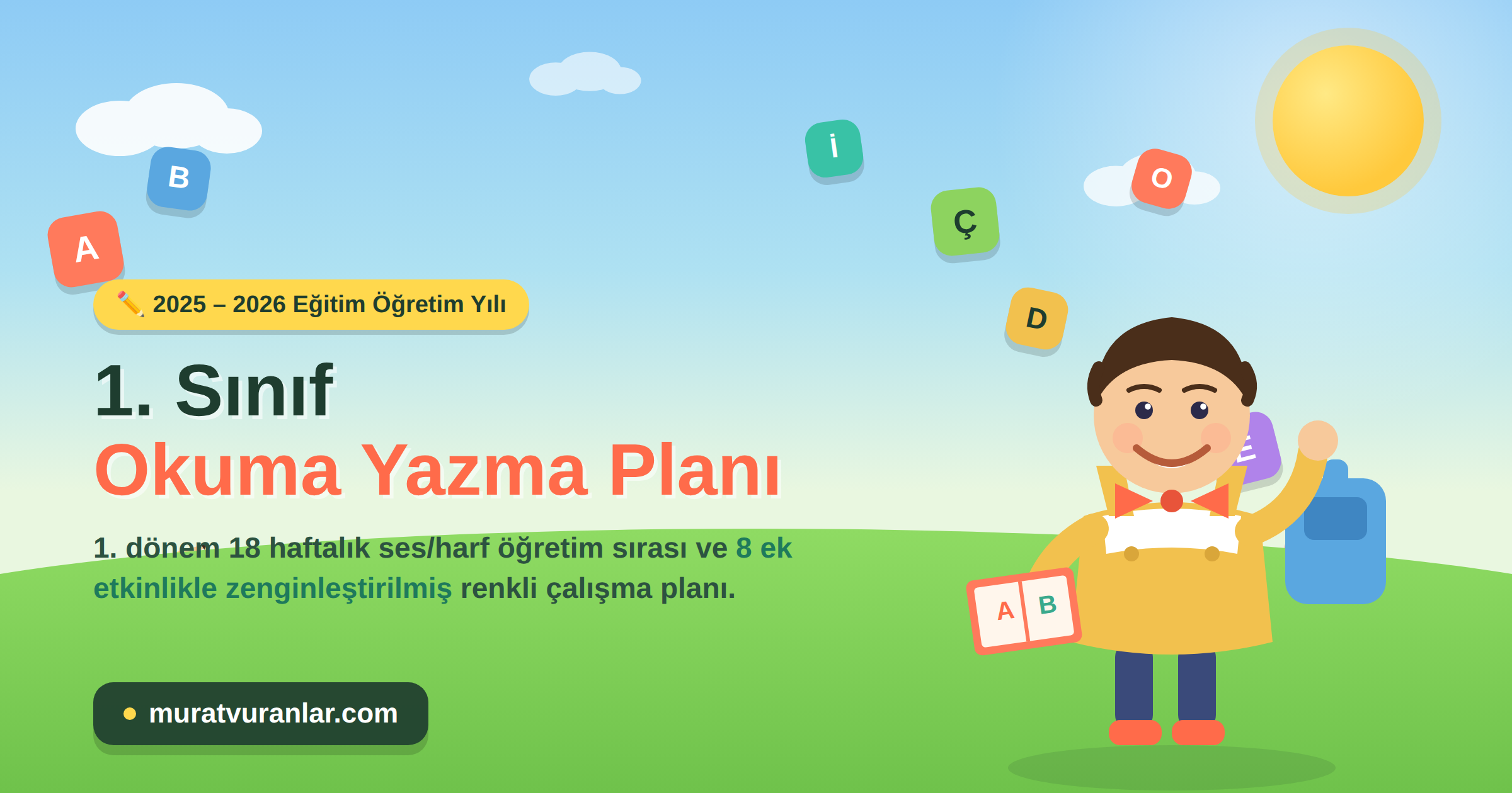 1. Sınıf Okuma Yazma Planı 2025-2026 | Ses ve Harf Sırası