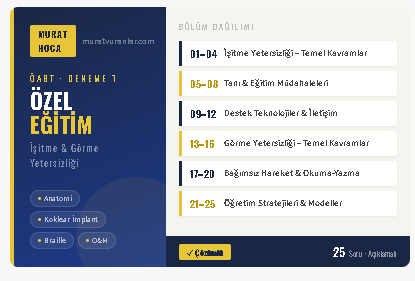Özel Eğitim ÖABT: İşitme ve Görme Yetersizliği